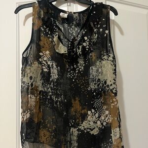 EUC M CAbi Incandescent Tank Black and Brown Sleeveless Top